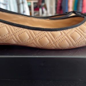 Tory Burch Tan and Black Ballet Flats